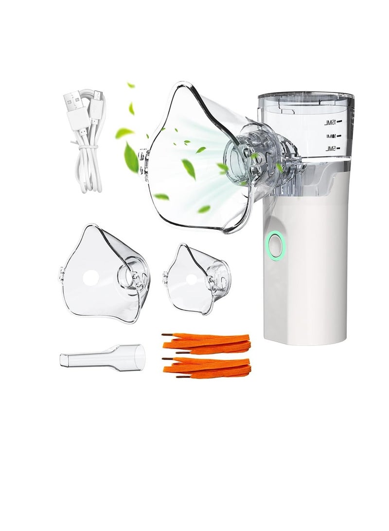 جهاز نيبولايزر محمول للأطفال والكبار – جهاز استنشاق ببخار بارد مع معدل تبخير قابل للتعديل وتشغيل هادئ – مزوّد بفوهة وقناعين للاستخدام المنزلي والسفر - Image 1