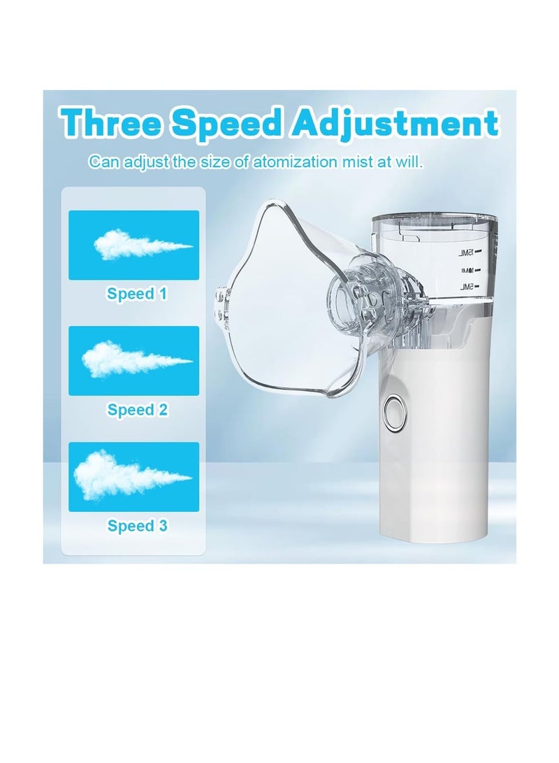 جهاز نيبولايزر محمول للأطفال والكبار – جهاز استنشاق ببخار بارد مع معدل تبخير قابل للتعديل وتشغيل هادئ – مزوّد بفوهة وقناعين للاستخدام المنزلي والسفر - Image 4
