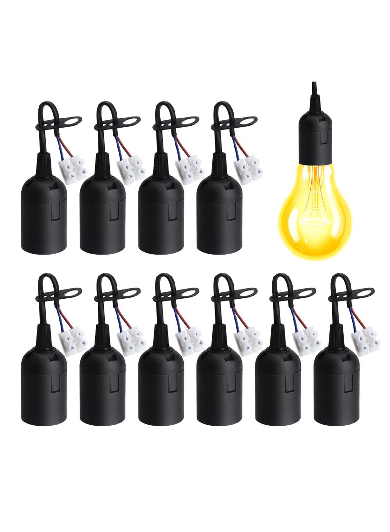 SYOSI 10 Pack E27 Lamp Socket Set, Black Screw Lamp Holders with Wires, Waterproof Light Bulb Base for Indoor DIY Lighting - Image 1