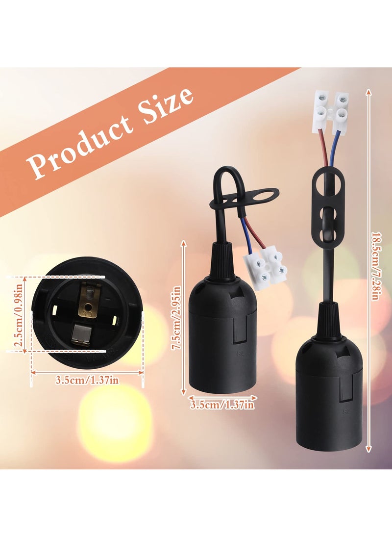 SYOSI 10 Pack E27 Lamp Socket Set, Black Screw Lamp Holders with Wires, Waterproof Light Bulb Base for Indoor DIY Lighting - Image 3