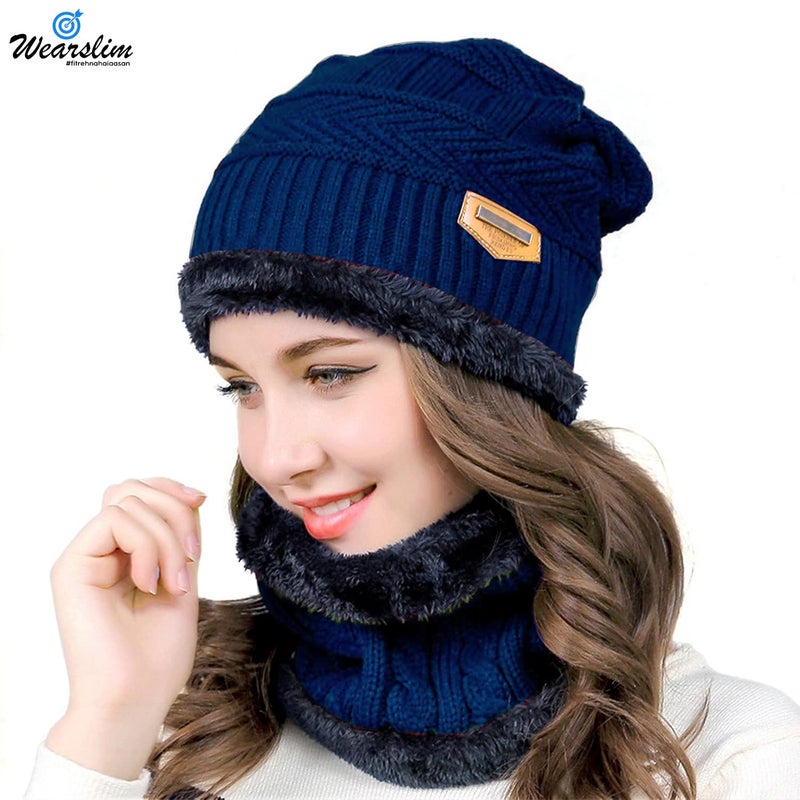 Wearslim قبعات صوف دافئة ®، قبعة رأس مع دافئ للرقبة مجموعة قبعات شتوية وشالات للرجال والنساء - Image 3
