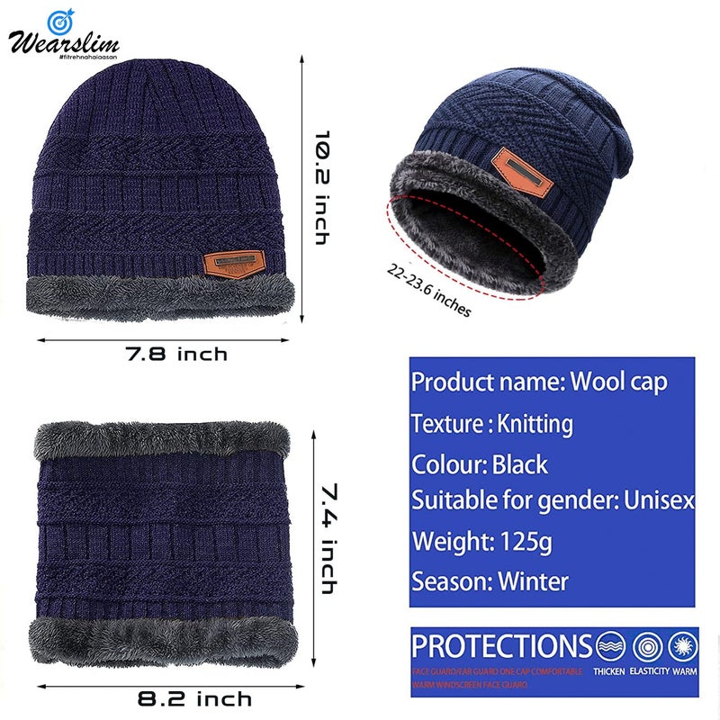Wearslim قبعات صوف دافئة ®، قبعة رأس مع دافئ للرقبة مجموعة قبعات شتوية وشالات للرجال والنساء - Image 5