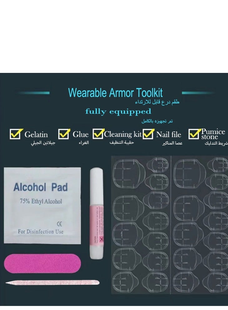 Captaintech Press On Nails Simple White Bow Tie Wearing Armor, Short Nude Ins-style Nail Art，24Pcs - Image 3