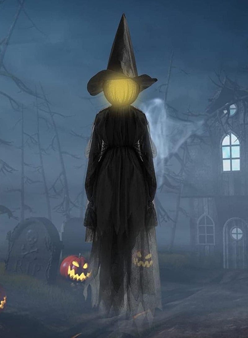 ديكورات خارجية، ضوء صراخ بالحجم الطبيعي، ساحرة مع وتد خشبي، لحفلات ساحة الحديقة المنزلية في الهواء الطلق الهالوين (قطعة واحدة) - Image 1