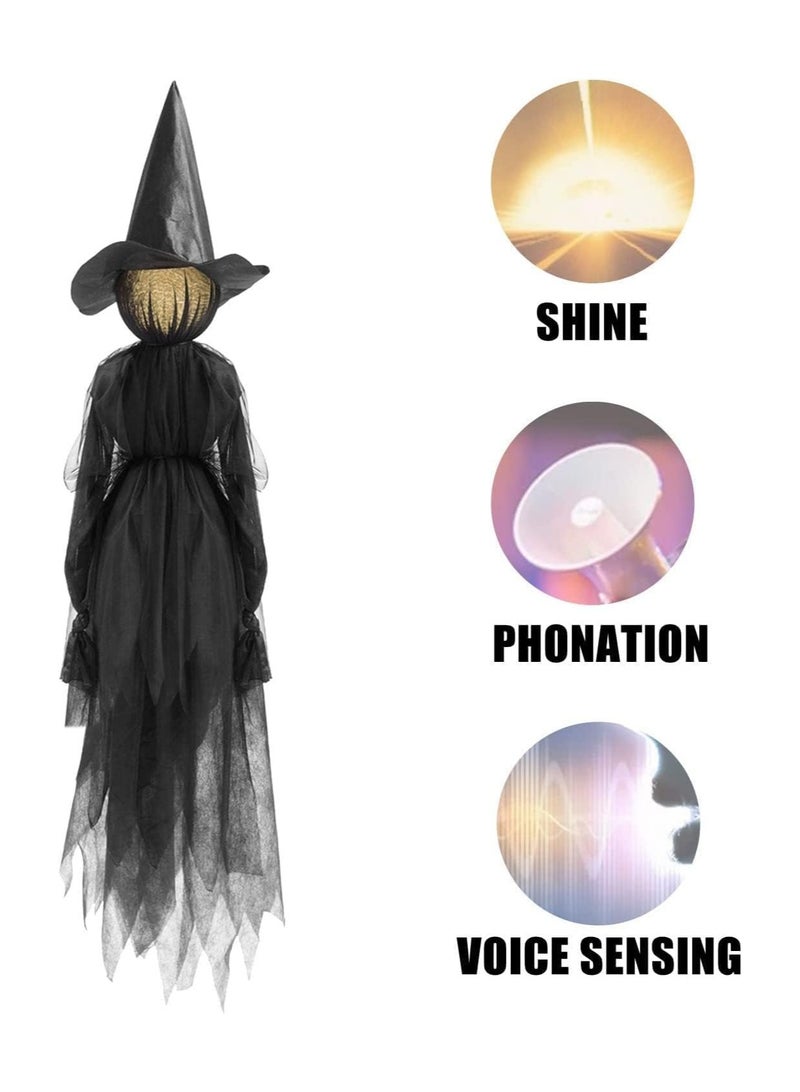 ديكورات خارجية، ضوء صراخ بالحجم الطبيعي، ساحرة مع وتد خشبي، لحفلات ساحة الحديقة المنزلية في الهواء الطلق الهالوين (قطعة واحدة) - Image 2