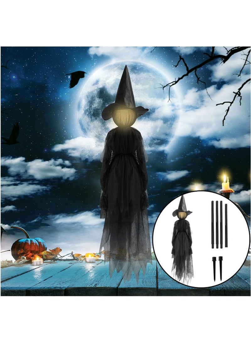1PCS Halloween Witch Decoration Outdoor, Voice Control Light Up Witches Black Single Pack with Rod, Scary Screaming Witches, Theme Parties Props, Battery Powered (Not Included) - Image 1