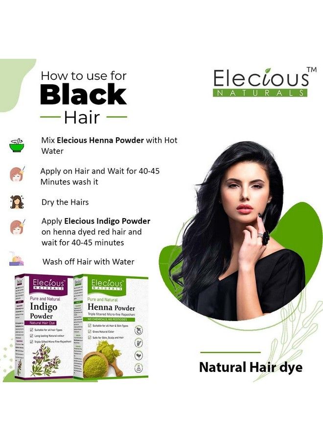 Elecious Naturals Indigo And Henna Powder For Black Hair (200 Grams Each Total 400 Grams) ; Natural Hair Dye - Image 5