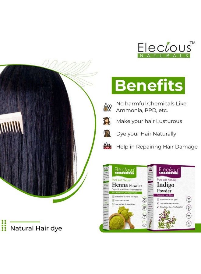 Elecious Naturals Indigo And Henna Powder For Black Hair (200 Grams Each Total 400 Grams) ; Natural Hair Dye - Image 4