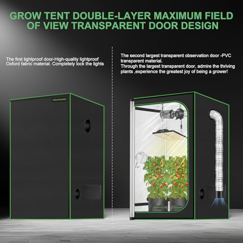 MELONFARM 2x2 Grow Tent, 24"x24"x32" Double Transparent Viewing Door Indoor Grow Tent, Growing Tent with High Reflective Mylar & Floor Tray, Plant Tent for Indoor Hydroponics Growing - Image 2