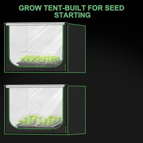 MELONFARM 2x2 Grow Tent, 24"x24"x32" Double Transparent Viewing Door Indoor Grow Tent, Growing Tent with High Reflective Mylar & Floor Tray, Plant Tent for Indoor Hydroponics Growing - Image 5