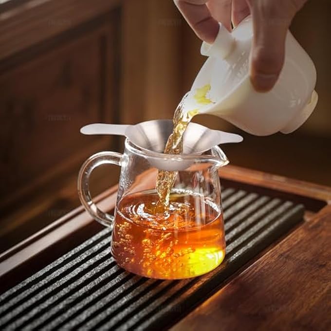 كاست ويف مصفاة شاي سائبة من قطعتين بأحجام مختلفة، مصفاة صغيرة من الفولاذ المقاوم للصدأ، قمع شاي شبكي دقيق، فلتر شاي وقهوة بمقابض مزدوجة - Image 3