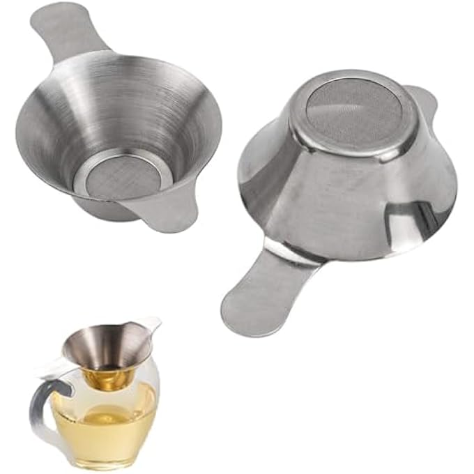 كاست ويف مصفاة شاي سائبة من قطعتين بأحجام مختلفة، مصفاة صغيرة من الفولاذ المقاوم للصدأ، قمع شاي شبكي دقيق، فلتر شاي وقهوة بمقابض مزدوجة - Image 1