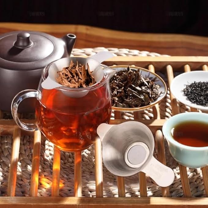 كاست ويف مصفاة شاي سائبة من قطعتين بأحجام مختلفة، مصفاة صغيرة من الفولاذ المقاوم للصدأ، قمع شاي شبكي دقيق، فلتر شاي وقهوة بمقابض مزدوجة - Image 4