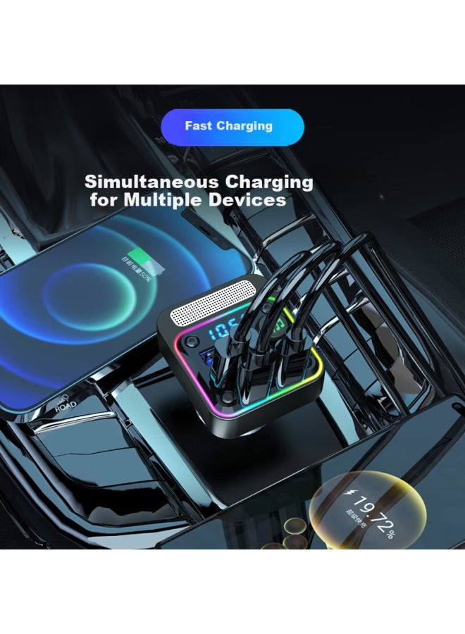 Newmine Car Charger With Cigarette Lighter Super Fast Charge Mp3 Car Bluetooth Receiver Usb Bluetooth 5.3 Lossless - Image 2