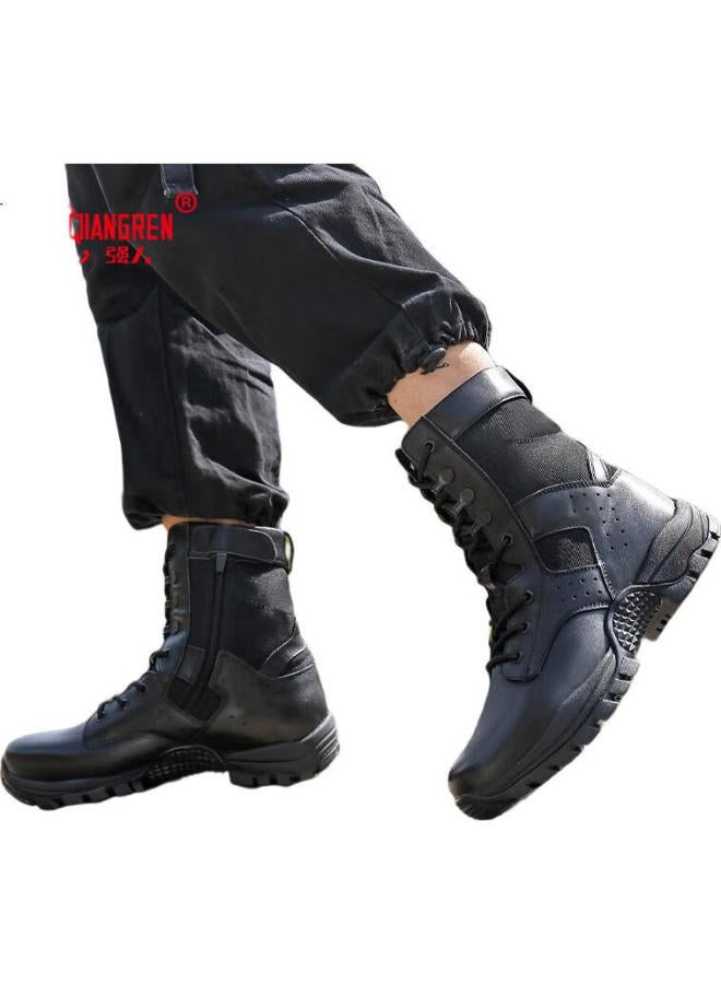 Strongman أحذية رجال سوداء أحذية قتال جيوهوا 3515 أحذية تدريب خارجية جلد بقري من الطبقة العليا أحذية رياضية مضادة للثقب سوداء مقاس 41 - Image 3