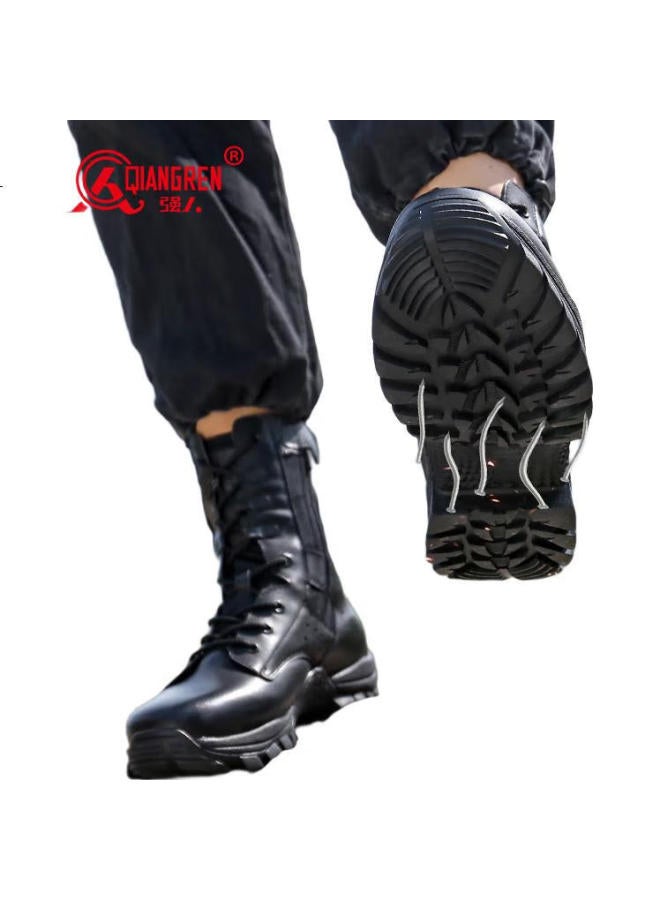 Strongman أحذية رجال سوداء أحذية قتال جيوهوا 3515 أحذية تدريب خارجية جلد بقري من الطبقة العليا أحذية رياضية مضادة للثقب سوداء مقاس 41 - Image 2