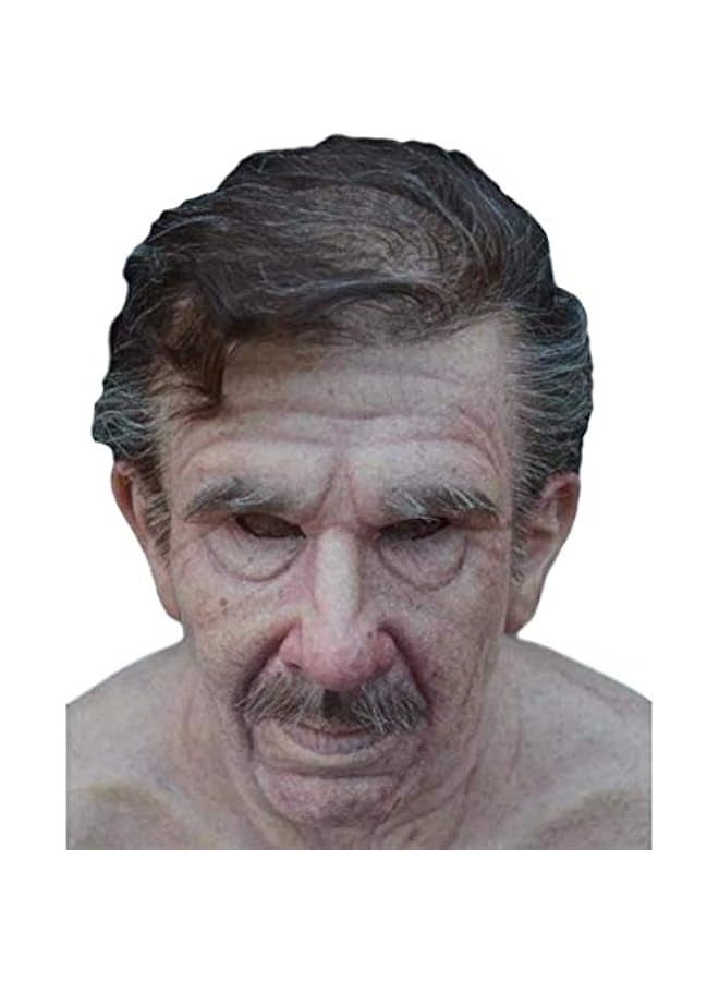 إسكدنيا Old Man Mask, Soft Natural Latex Human Realistic Head Masks, Simulation Creepy Human Wrinkled Face Mask for  Costume Party - Image 1