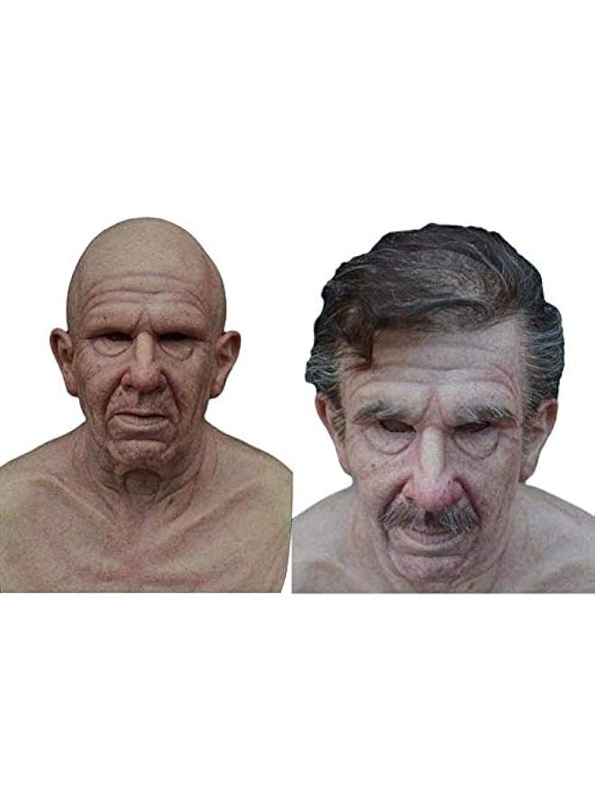 إسكدنيا Old Man Mask, Soft Natural Latex Human Realistic Head Masks, Simulation Creepy Human Wrinkled Face Mask for  Costume Party - Image 4