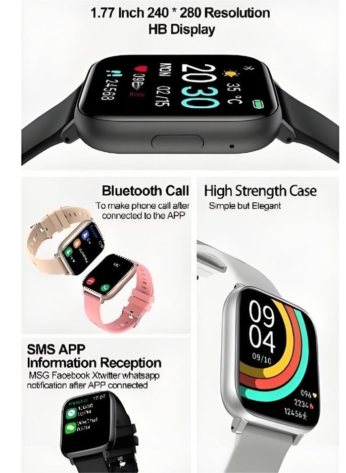 فولينيكس العلامة التجارية الكورية Business Smart watch، اللغة الإنجليزية العربية المتعددة، مراقبة اللياقة البدنية ضد الماء، اتصال البلوتوث، طلاء سبائك الزنك، مراقبة معدل ضربات القلب، ساعة ذكية للرجال النساء، هدية للفتيات الأولاد -أسود - Image 3