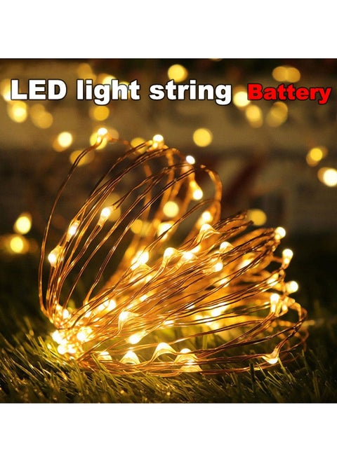 مصابيح LED الصفراء الدافئة سلاسل الأسلاك البيضاء الإضافات 5M 50 مصابيح LED سلاسل مصابيح LED ديكور المنزل عيد الميلاد عيد الفطر عيد الميلاد عيد الميلاد وحفلات الزفاف ديكور صناديق زر التحكم التبديل 50 LED بطارية مقاومة للماء تعمل بالطاقة الجنيسة الوميض السلسلة الأصفر (5M 16 قدم)
