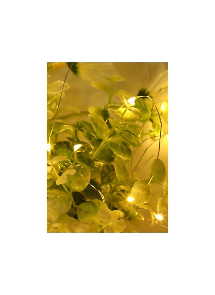 سوقورة - مصابيح LED الصفراء الدافئة سلاسل الأسلاك البيضاء الإضافات 5M 50 مصابيح LED سلاسل مصابيح LED ديكور المنزل عيد الميلاد عيد الفطر عيد الميلاد عيد الميلاد وحفلات الزفاف ديكور صناديق زر التحكم التبديل 50 LED بطارية مقاومة للماء تعمل بالطاقة الجنيسة الوميض السلسلة الأصفر (5M 16 قدم) - Image 1