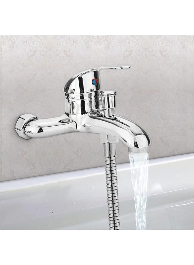 Biella Chrome Plated Brass Shower Mixer  Wall Mounted Single Lever Faucet With Handheld Shower Head Set For Hot And Cold Water - Image 2