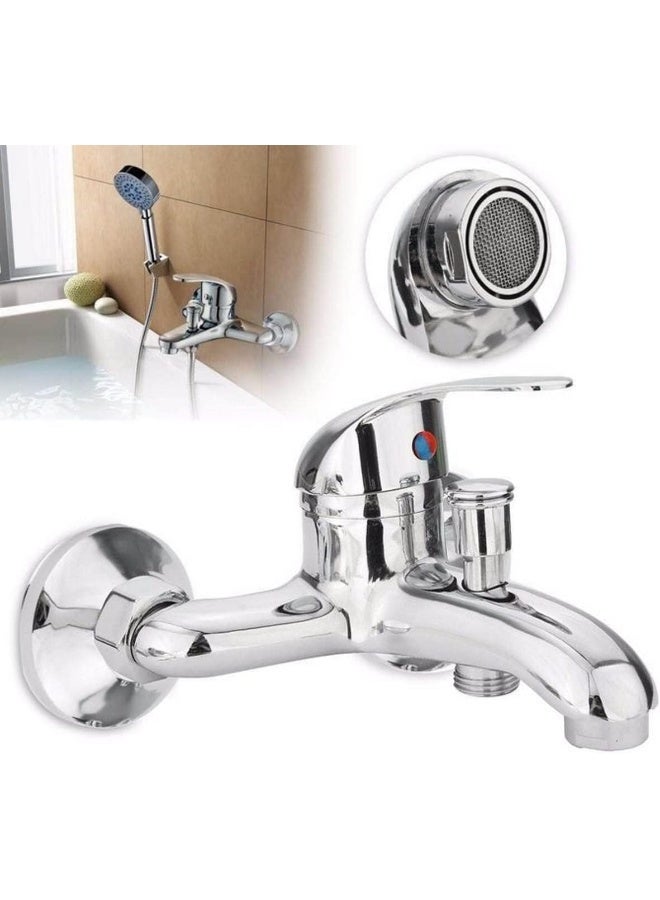 Biella Chrome Plated Brass Shower Mixer  Wall Mounted Single Lever Faucet With Handheld Shower Head Set For Hot And Cold Water - Image 3