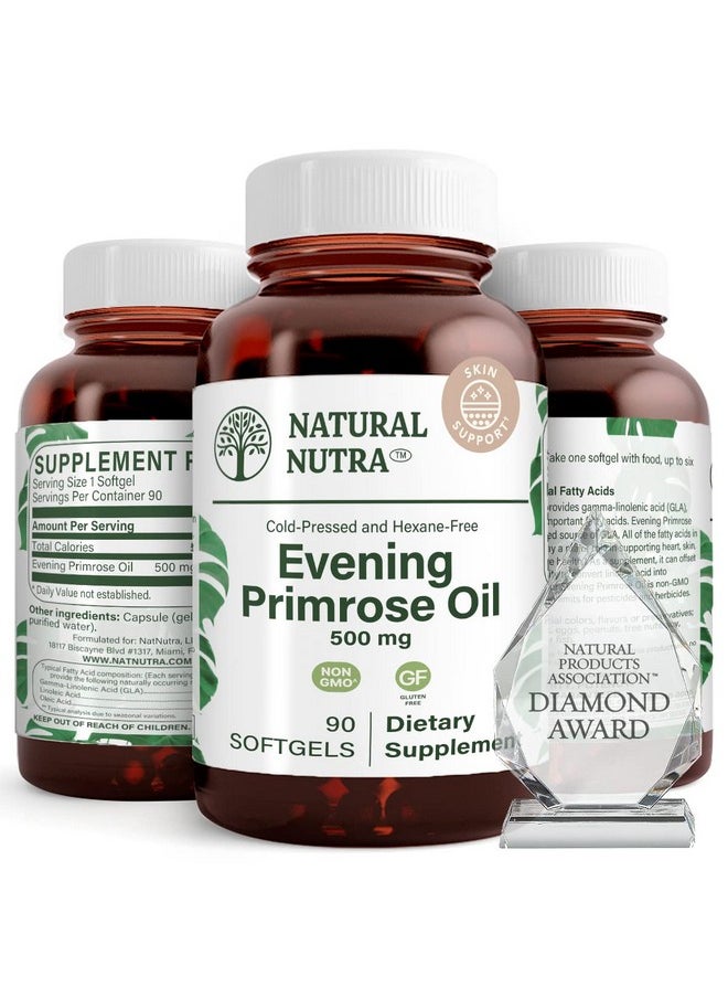 Natural Nutra Evening Primrose Oil Supplement From Fatty Acid Nerve Health Promote Hearth Health Skin Clarity 500 Mg 90 Softgel  - Image 1