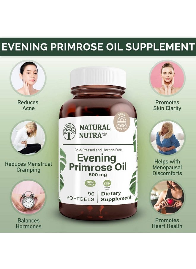 Natural Nutra Evening Primrose Oil Supplement From Fatty Acid Nerve Health Promote Hearth Health Skin Clarity 500 Mg 90 Softgel  - Image 4