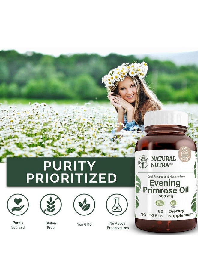 Natural Nutra Evening Primrose Oil Supplement From Fatty Acid Nerve Health Promote Hearth Health Skin Clarity 500 Mg 90 Softgel  - Image 5