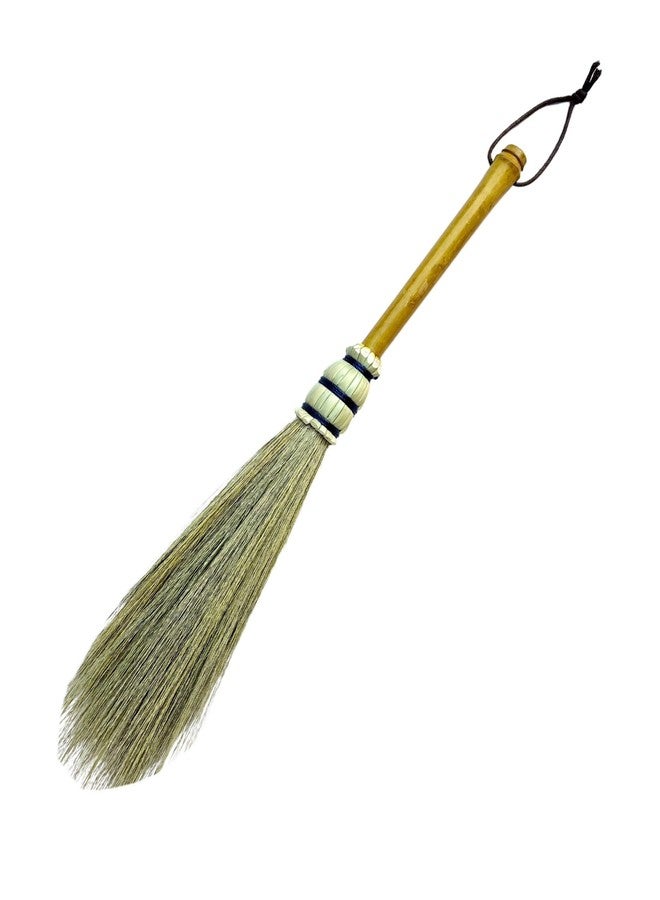 AW BROOMS ممسحة يدوية بمقبض من عصا الخيزران، عشب طبيعي، ممسحة خفيفة، تنظيف للمنزل والمكتب، 16 بوصة - Image 1