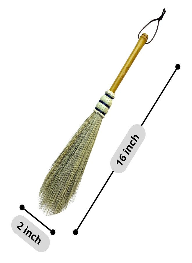 AW BROOMS ممسحة يدوية بمقبض من عصا الخيزران، عشب طبيعي، ممسحة خفيفة، تنظيف للمنزل والمكتب، 16 بوصة - Image 2