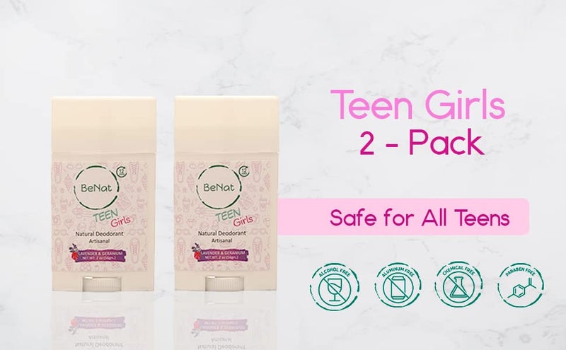 BeNat 2-Pack All Natural Deodorant For Teen Girls 100% Natural Aluminum-Free Carcinogen Free Kids Deodorant For Girls Clinically Proven To Be Safe For Children and Teenagers - Image 2