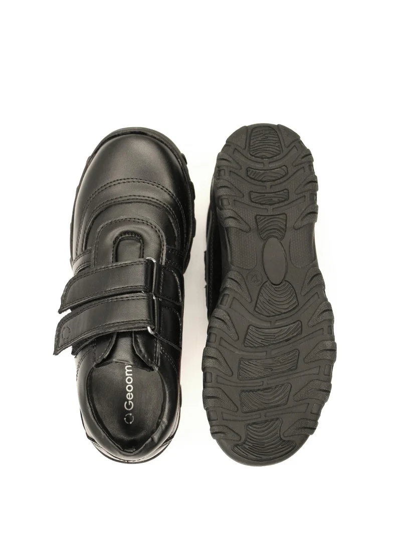 Geoomnii Black Boys School Shoes – Durable Black Formal Uniform Footwear for Kids | Anti-Slip Sole, Cushioned Insole, Easy Closure | Ideal for Daily Use & School Activities for Men | Best Price UAE
