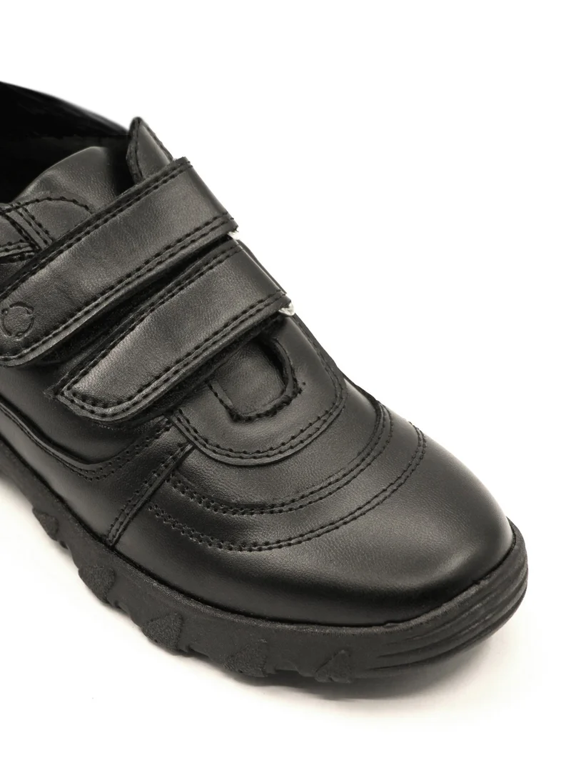 Geoomnii Black Boys School Shoes – Durable Black Formal Uniform Footwear for Kids | Anti-Slip Sole, Cushioned Insole, Easy Closure | Ideal for Daily Use & School Activities for Men | Best Price UAE