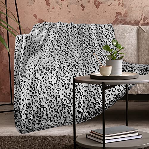 ZHIKU Black Leopard Print Blanket for Women, Soft Plush Cheetah Throw Blanket, Warm Cozy Fleece Blanket for Bed Couch, Home Decor Bedroom Living Room Decor, Mothers Day Birthday Gifts for Mom Wife, 60"x80" - Image 1