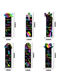 CY2SIDE 60Pcs Religious Rainbow Color Scratch Bookmarks For Kids, Crosses Scratch Craft Kits For Kids Christian Sunday School Church, Easter Magic Art Rainbow Color Craft Kit For Vacation Bible School  - Image 3