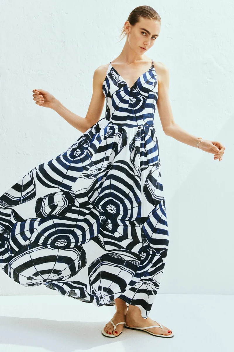 اتش اند ام فستان طويل بحمالات