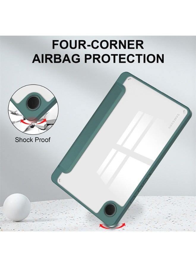 كابتن تيك حافظة سامسونج جالاكسي تاب A9، غطاء جالاكسي تاب A9 مع حامل قلم رصاص، نوم تلقائي، ظهر أكريليك شفاف، حافظة جلدية نحيفة ثلاثية الطي متينة مضادة للصدمات لهاتف سامسونج جالاكسي تاب A9 8.7 بوصة (أخضر) - Image 5