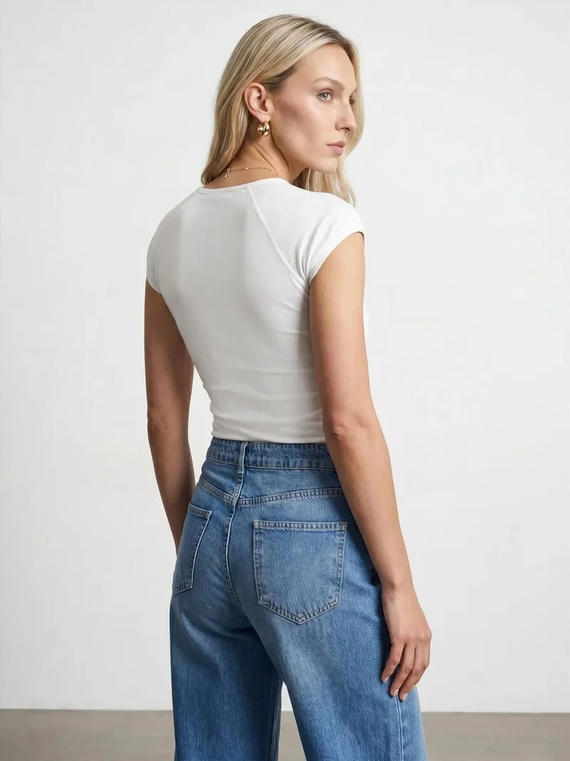 ديلفين DILVIN Slim Fit Crop Jersey Top