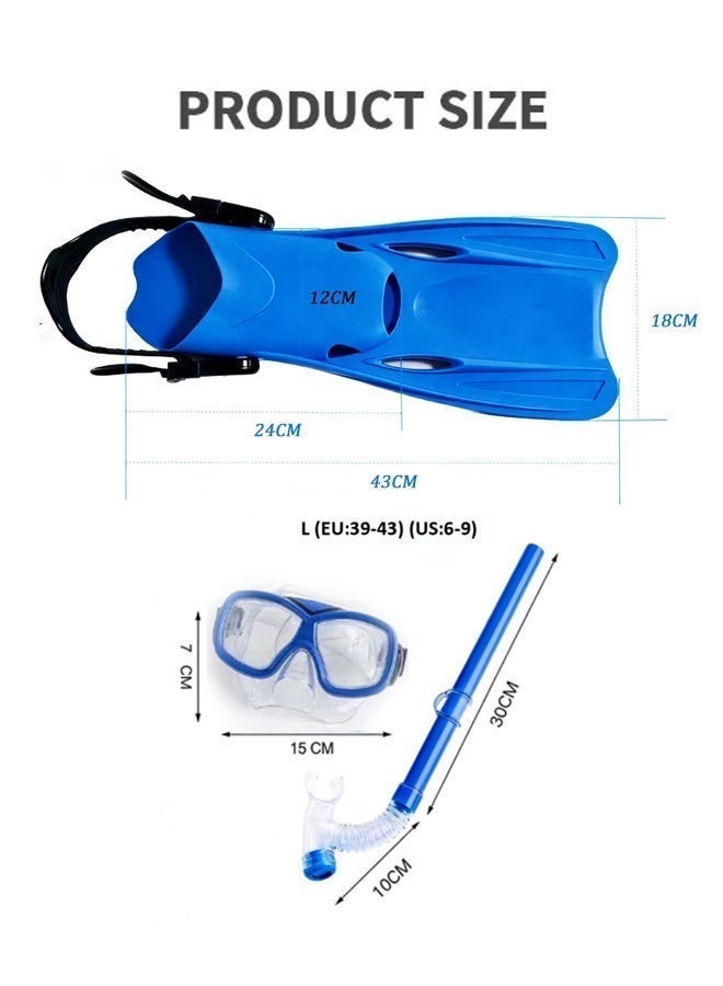 Unewshi Snorkelling Fins Set, Compact, Travel-Friendly Short Fins, Adjustable Swimming Fins, Flexible Open-Toe Design, Lightweight Diving Fins, Suitable For Snorkelling And Swimming, Suitable For Kid, Unisex(3PCS,L) - Image 5