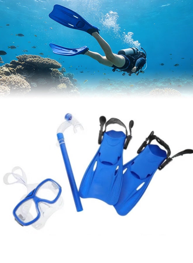 Unewshi Snorkelling Fins Set, Compact, Travel-Friendly Short Fins, Adjustable Swimming Fins, Flexible Open-Toe Design, Lightweight Diving Fins, Suitable For Snorkelling And Swimming, Suitable For Kid, Unisex(3PCS,L) - Image 1