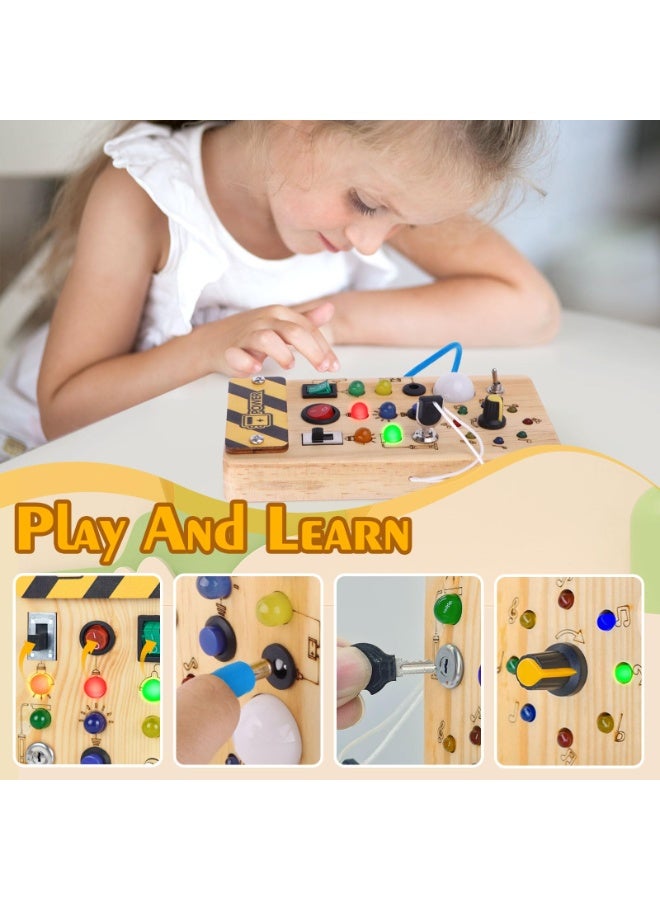 Hoarosall montessori toddler busy board, baby  busy board with 8 LED light switches, sensory toys light switch toys travel toys for 1+ year old baby and toddler - Image 3