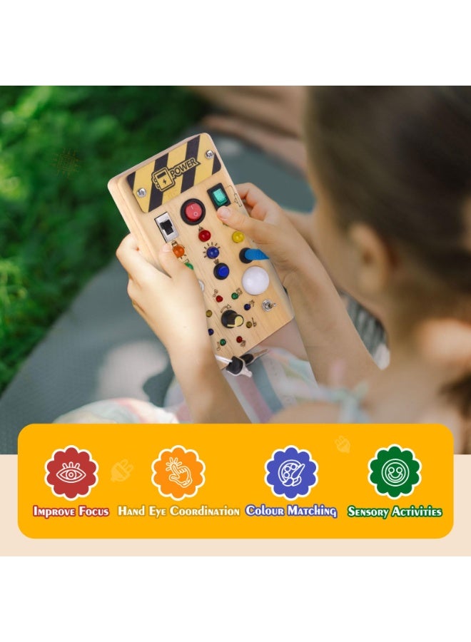 Hoarosall montessori toddler busy board, baby  busy board with 8 LED light switches, sensory toys light switch toys travel toys for 1+ year old baby and toddler - Image 4