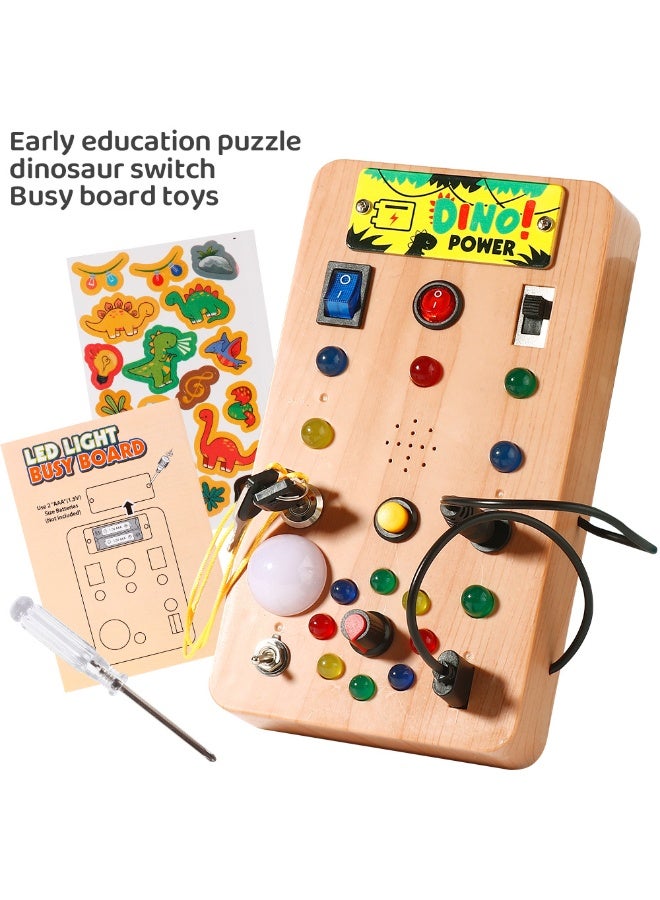 Hoarosall montessori toddler busy board, baby  busy board with 8 LED light switches, sensory toys light switch toys travel toys for 1+ year old baby and toddler - Image 2