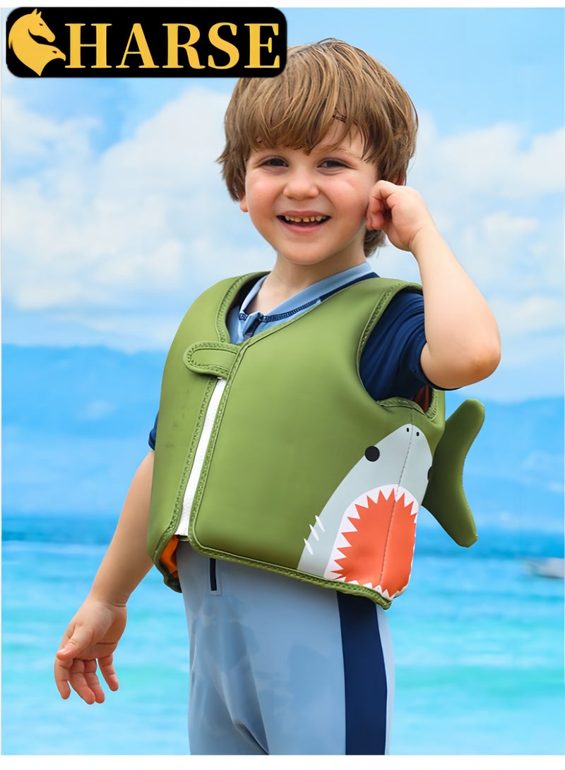 Harse Kids Adjustable Buoyancy Swimming Vest, Floatation Jacket for Children, Swim Training Aid and Float Support, Green - Image 1