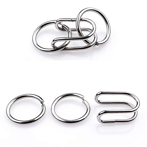 OANGO 16 in 1 Stainless Steel Metal Wire Classic Iq Puzzle Perplexing Mind Assembly and Brain Teaser Magic Puzzles Game for All Age Group Set of 16 Pieces in 1, Kid - Image 5