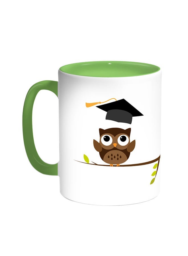 RYN Graduation - Owl Picture Printed Coffee Mug Green/White 11ounce