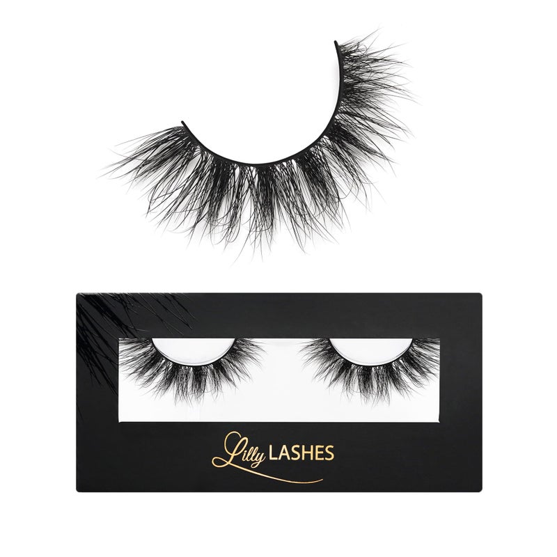 Lilly Lashes رموش ليلي لاشز روما 3D من قطن المنك، رموش من قطن المنك، الرموش الأصلية من ليلي للحصول على مظهر رقيق وطبيعي، رموش قابلة لإعادة الاستخدام حتى 25 مرة، رموش كثيفة، رموش شريطية، لاصق الرموش غير متضمن - Image 1