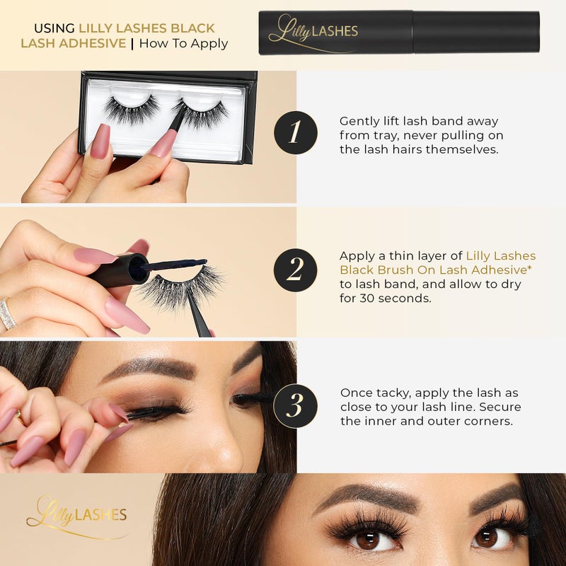 Lilly Lashes رموش ليلي لاشز روما 3D من قطن المنك، رموش من قطن المنك، الرموش الأصلية من ليلي للحصول على مظهر رقيق وطبيعي، رموش قابلة لإعادة الاستخدام حتى 25 مرة، رموش كثيفة، رموش شريطية، لاصق الرموش غير متضمن - Image 4